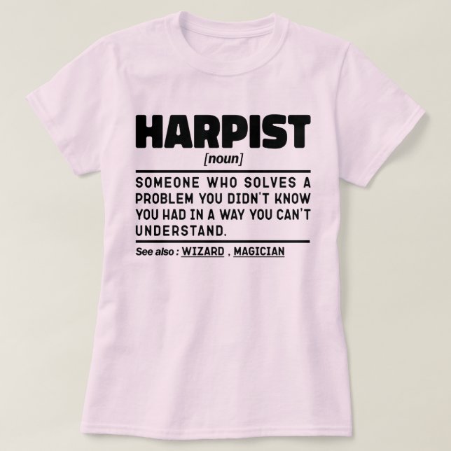 T-shirt Harpist Noun Music Instrument Harp Lover Drôle (Design devant)