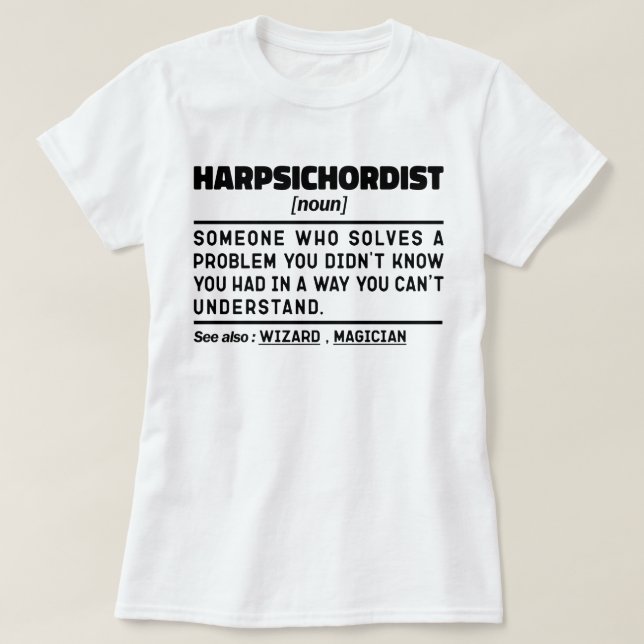 T-shirt Harpsichordist Noun Définition Musicien Minimalist (Design devant)