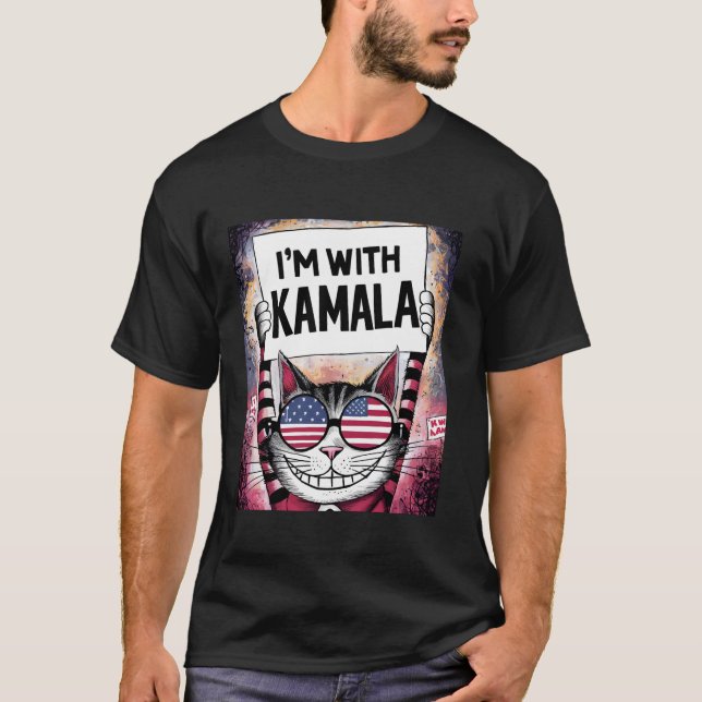 T-shirt Harris 2024 Je suis avec Kamala Cat Ladies Harris  (Devant)