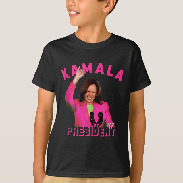 T-shirt Harris Aka Pour Président 47 Pink Comma La 2024 Wo (Devant)