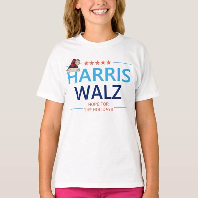 T-shirt Harris Walz 2024 Christmas Hope for the Holidays (Devant)