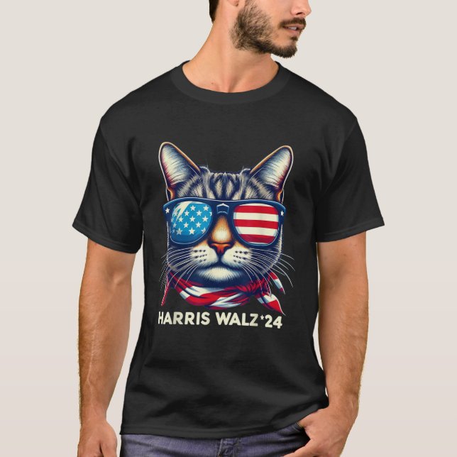 T-shirt Harris Walz 2024 Funny Cat Election Kamala Harris (Devant)