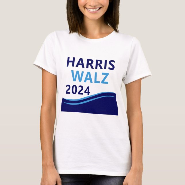 T-shirt Harris Walz 2024 pour le président Blue Wave (Devant)