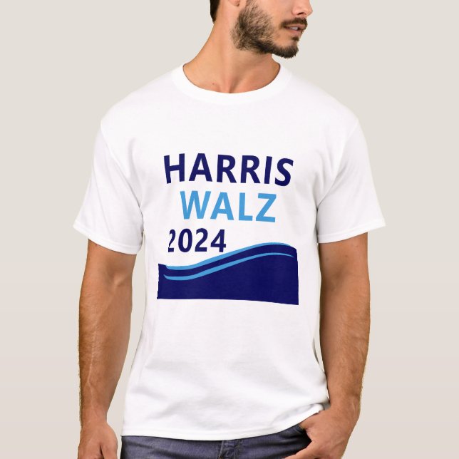 T-shirt Harris Walz 2024 pour le président Blue Wave (Devant)