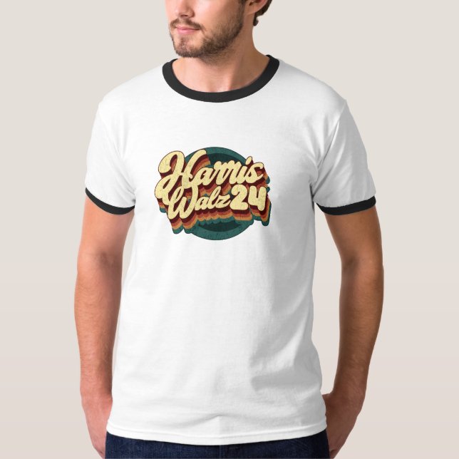 T-shirt Harris Walz 24 Retro Ringer (Devant)