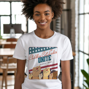 T-shirt Harris Walz Femmes Chat Sans Enfant Unite Poings