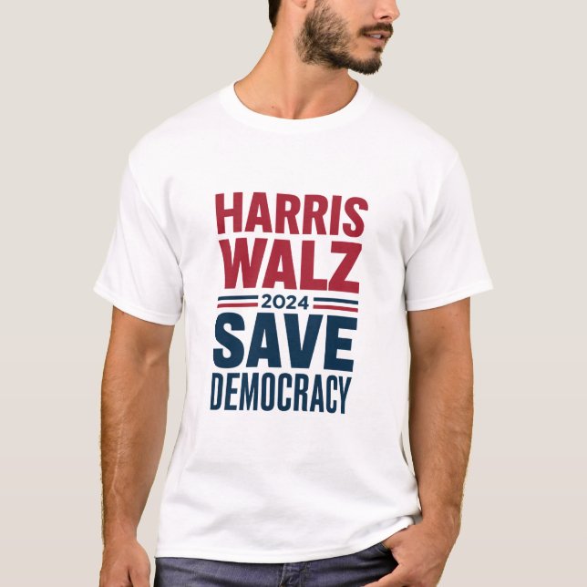 T-shirt Harris Walz sauve la démocratie (Devant)
