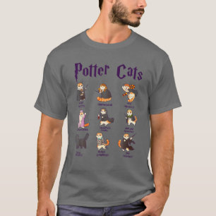 T-shirt Harry Pawter Cute Cats T Potter Fan Tee Cadeau