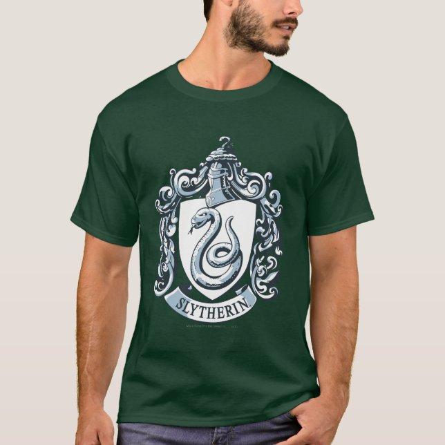 T-shirt Harry Potter | Blason de Serpentard - Bleu Glace (Devant)