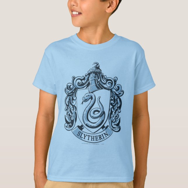 T-shirt Harry Potter | Blason de Serpentard - Bleu Glace (Devant)
