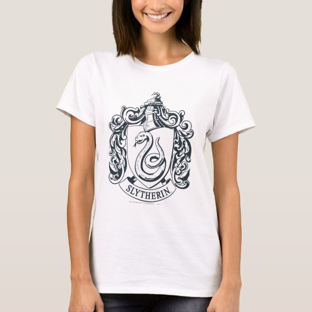 T-shirt Harry Potter | Blason de Serpentard - Noir et Blan (Devant)