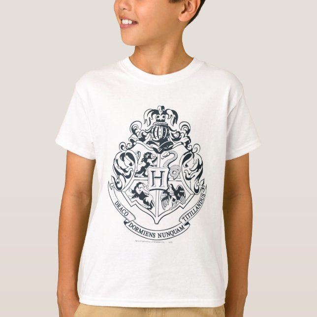 T-shirt Harry Potter | Cimier de Poudlard - noir et blanc (Devant)