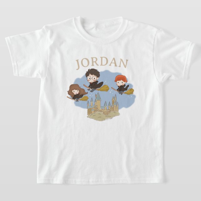 T-shirt HARRY POTTER™, Hermione et Ron survolent HOGWARTS™ (Poser)