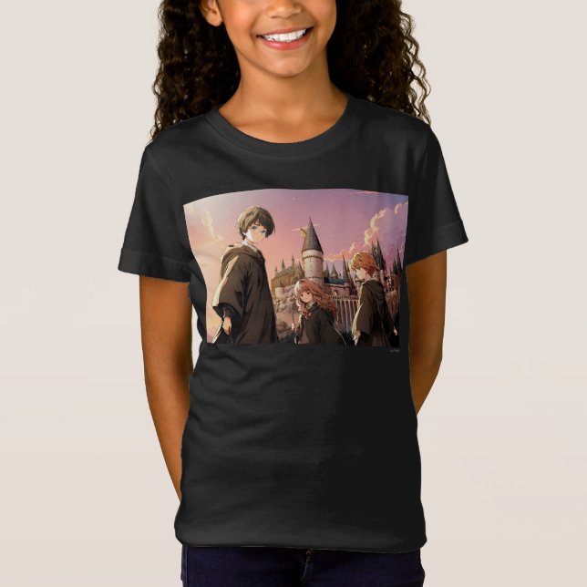 T-Shirt HARRY POTTER™ Hermione & Ron HOGWARTS™ Scène d'Ani (Devant)