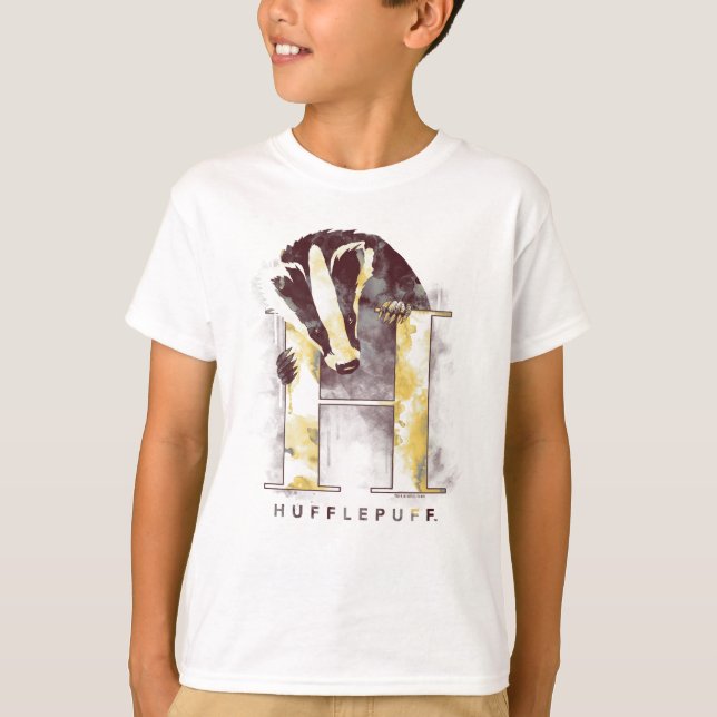 T-shirt Harry Potter | HUFFLEPUFF™ Blaireau Aquarelle (Devant)