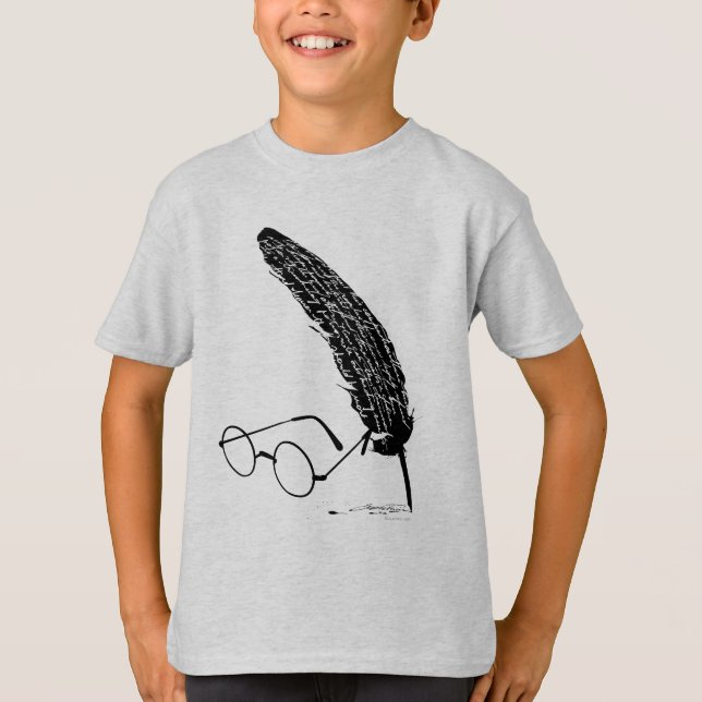 T-shirt Harry Potter | Lunettes et plume (Devant)