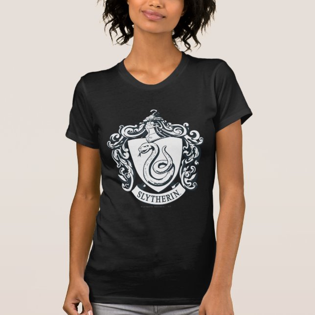 T-shirt Harry Potter | Slytherin Crest - noir et blanc (Devant)