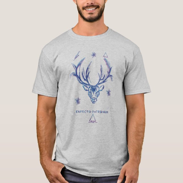 T-shirt Harry Potter Sort | EXPECTO PATRONUM™Cerf Esquisse (Devant)