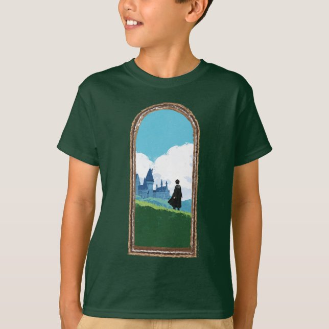 T-shirt HARRY POTTER™ Surplombant le château HOGWARTS™ (Devant)