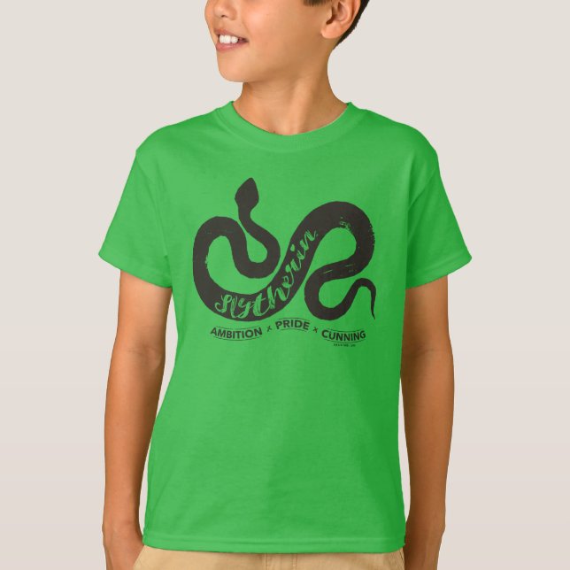 T-shirt Harry Potter | Typographie de silhouette SLYTHERIN (Devant)