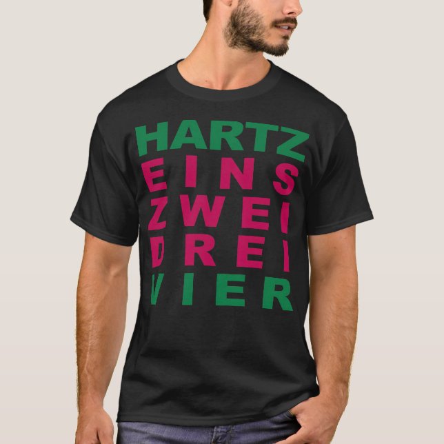 T-shirt HARTZ ein zwei drei vier discours bulle chevaux co (Devant)