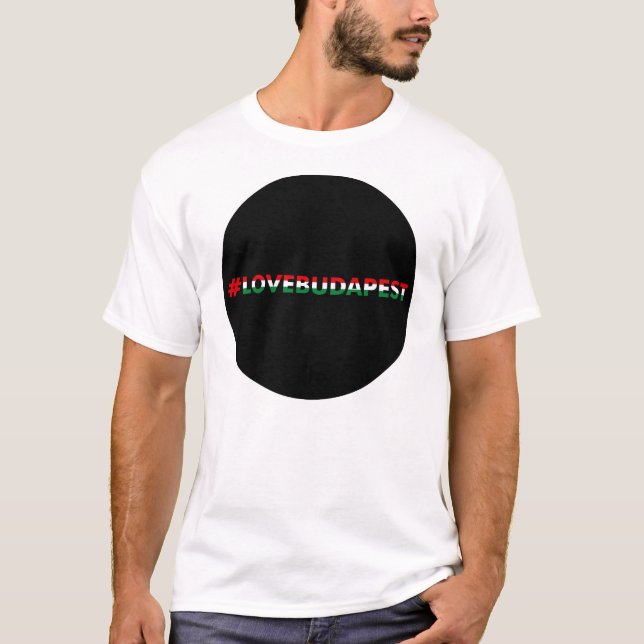 T-shirt hashtag love Budapest, black circle (Devant)
