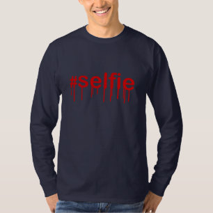 T-shirt Hashtag Selfie Drooling sur décor bleu