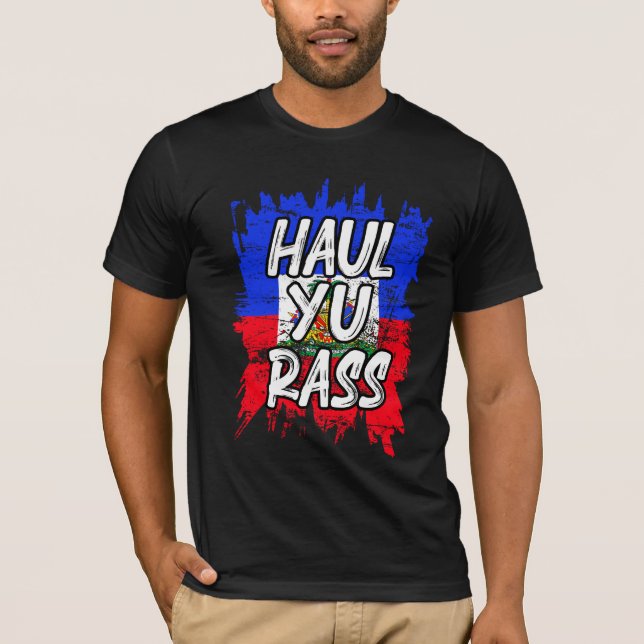 T-shirt Haul Yu Rass Afro Pride Kriol Haïti Drapeau (Devant)