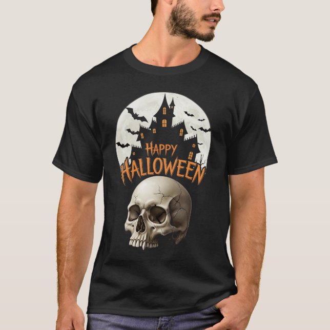 T-shirt Hauné Château Halloween crâne (Devant)