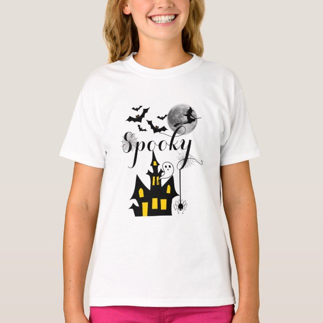 T-shirt Hauné House Flying Witch Halloween Éffrayant (Devant)