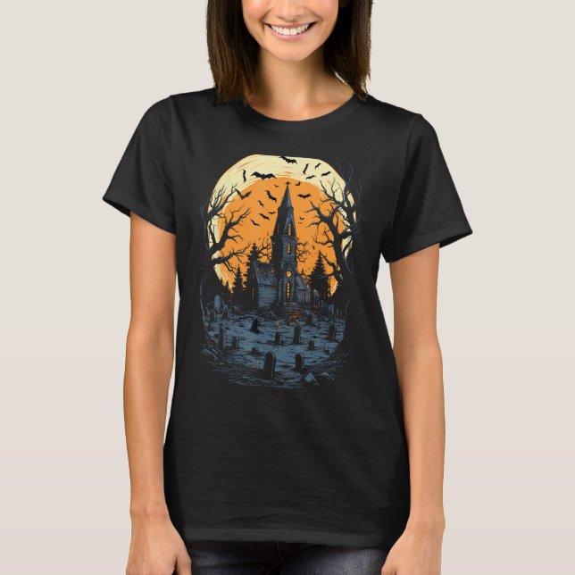 T-shirt Hauné Mansion Éffrayant Halloween (Devant)