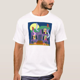 T-shirt Hauned House Cartoon Ghosts Halloween Art