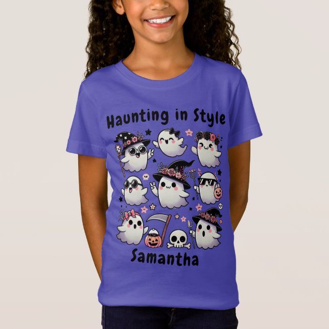 T-Shirt Hauning in Style Ghosts Girls Halloween (Devant)