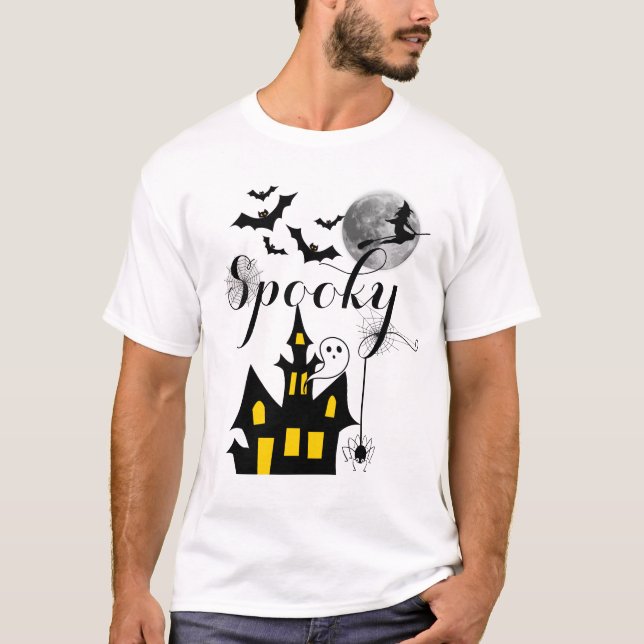 T-shirt Haunted House Halloween Parti Éffrayant (Devant)