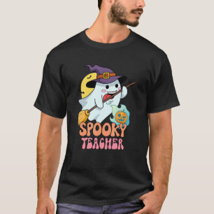 T-shirt Haunted House Moon Night Groovy Spooky Teacher