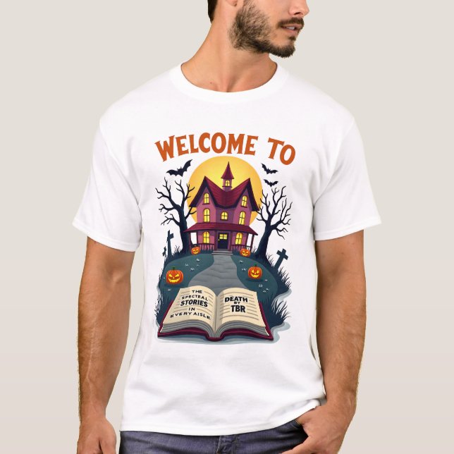 T-shirt Haunted Library – Death by TBR | Spooky Bookish  (Devant)