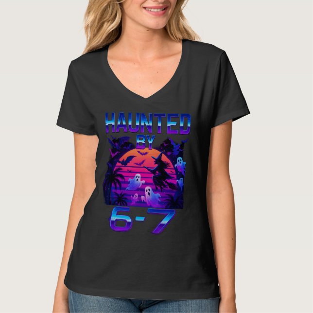 T-shirt Haunted par 67 Funny Halloween Meme (Devant)
