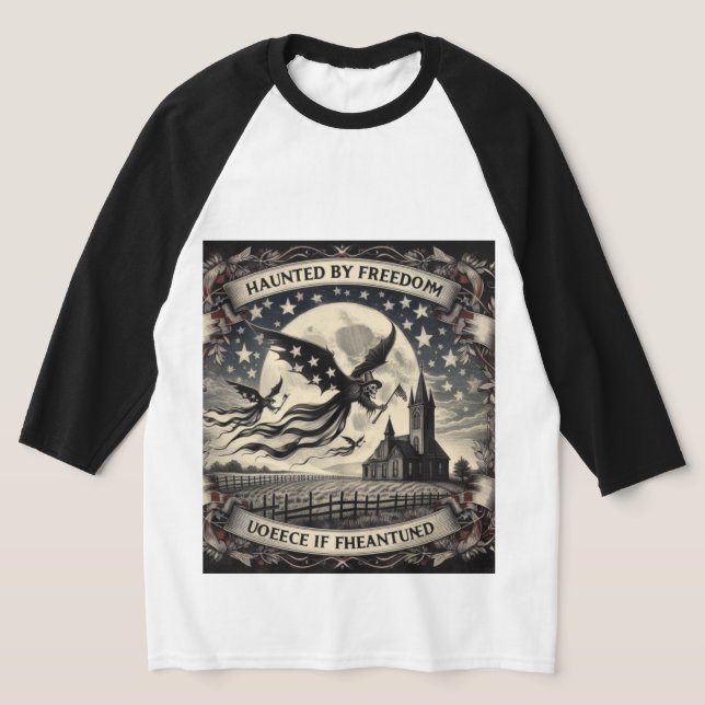 T-shirt Haunty Castle : Flying Skeleton on Hallowe (Poser)