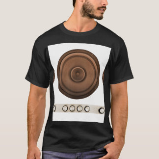 T-shirt Haut-parleurs rétro : brun, blanc isolé.