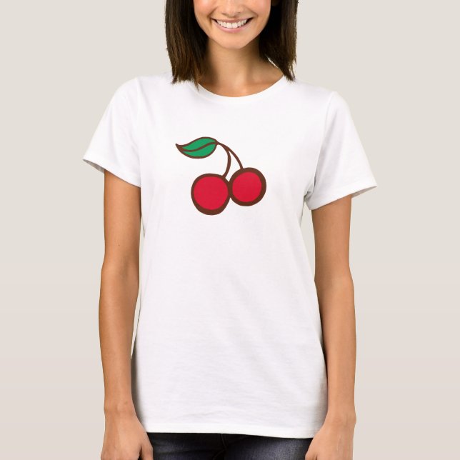 T-Shirt haut rétro Rockabilly Cerise (Devant)