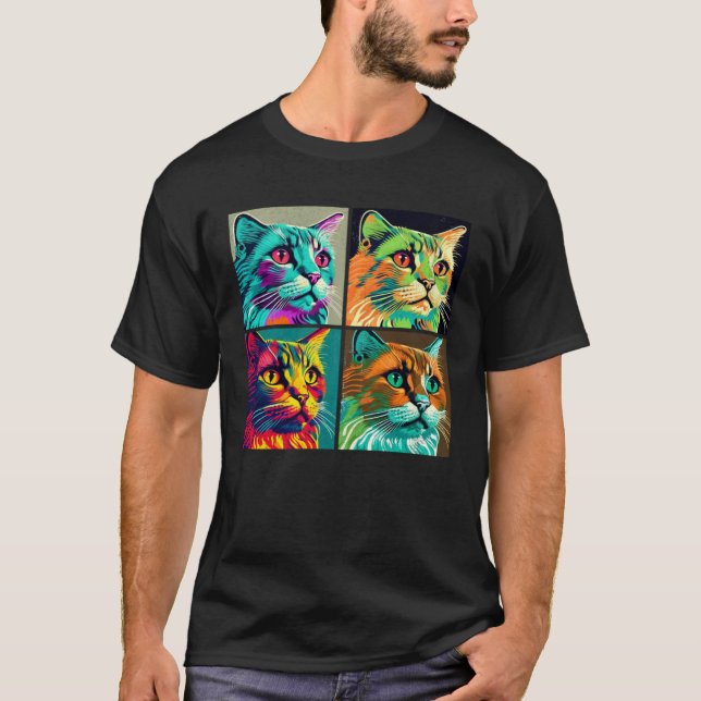 T-shirt Havana Brown Cat Pop Illustration Colorful Animal (Devant)