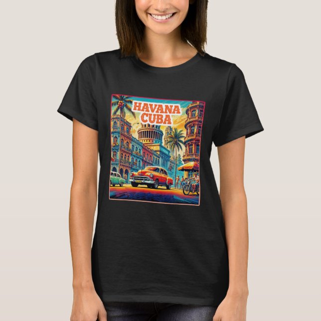T-shirt Havana Cuba Chemises Famille Voyage Tourisme Vinta (Devant)