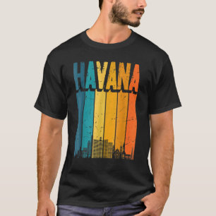 T-shirt Havana Cuba Retro Vintage Sunset Skyline Havana
