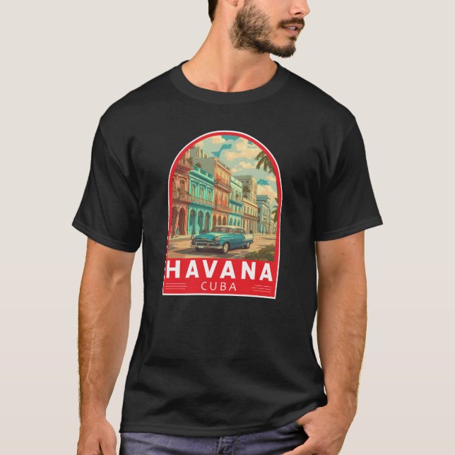 T-shirt Havana Cuba Travel Art Emblem (Devant)