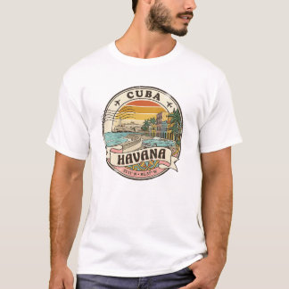 T-shirt Havana Retro 70s Vintage Travel Stamp Cuba