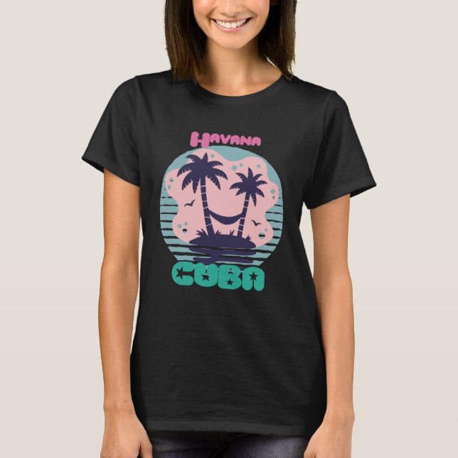T-shirt Havana Surfing Palm trees Cuba Vacation Ocean (Devant)