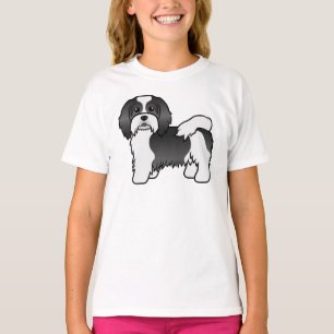T-shirt Havanais noir et blanc Chien de dessin animé migno