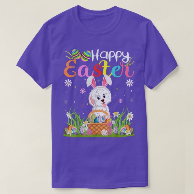 T-shirt Havanese Dog Bunny Egg Hunting Funny Havanese Happ (Design devant)
