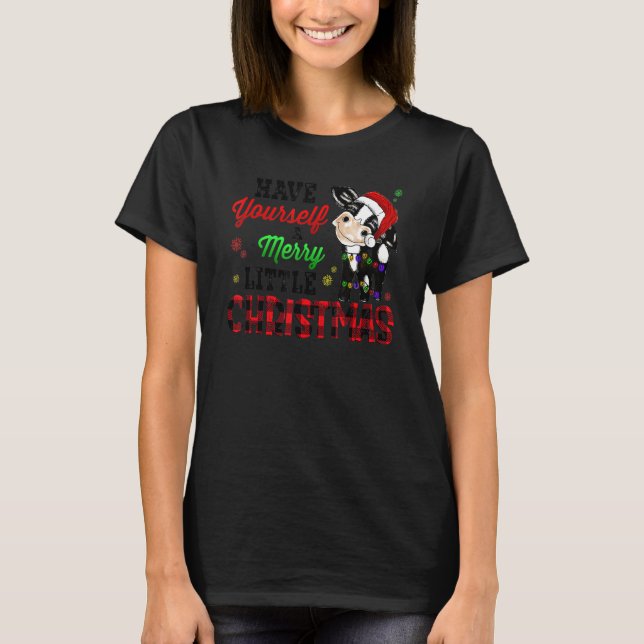 T-shirt Have Yourself Merry Little Christmas Santa Cow Paj (Devant)