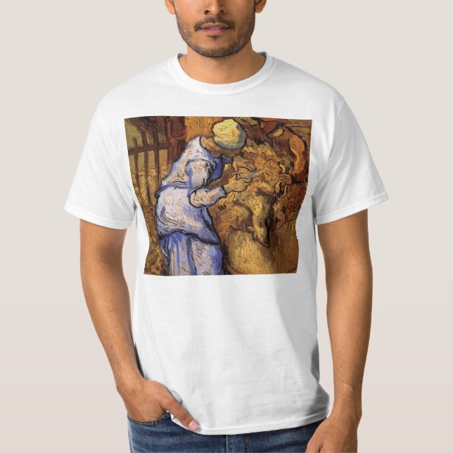 T-shirt Haveuses de moutons par Vincent van Gogh (Devant)